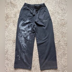 YoungLA Black Praying Skull Joggers Sweatpants Mens M